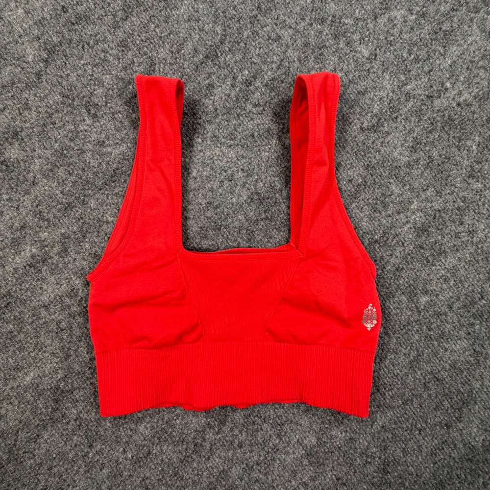 Free People FP Movement Good Karma Square Neck Bra Red Women Size XS/S 0828